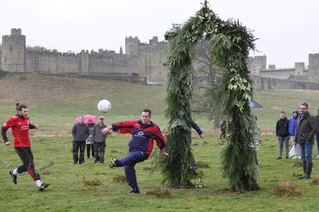 Hale-mouth action in the shadow of Alnwick Castle. Picture by Jane Coltman