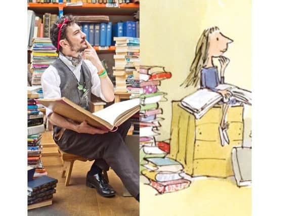 Daniel Gurney recreates the front cover of Roald Dahl's Matilda. Picture by Rachael Fraser and Katy Hulme