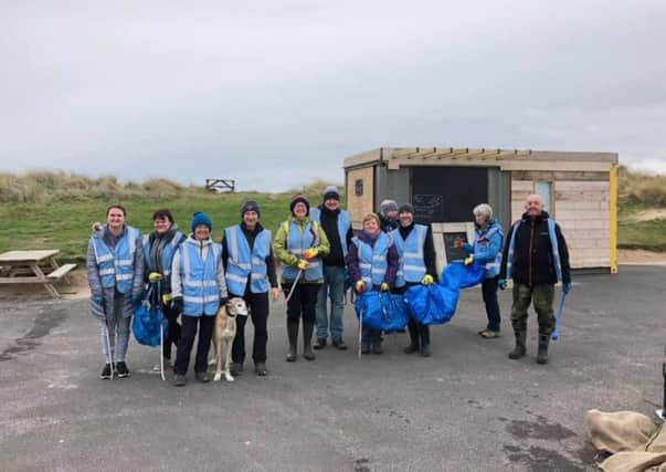 Volunteers at the Beadnell beach clean.