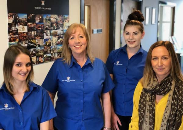 From left: Melina Kennedy, Jan Moffet, Honour Williams with the Inn Collection Group's office manager Charlotte Turner at the company's central reservations hub in Alnwick.