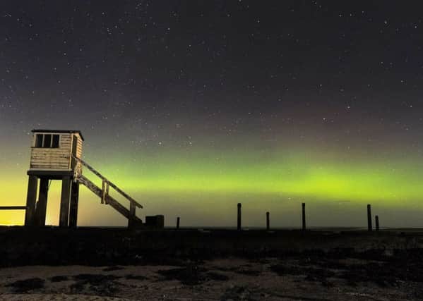 The aurora on Holy Island captured on camera by Jane Coltman
