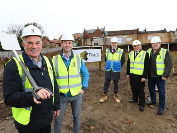 The ground-breaking in November - from left, Coun Russ Wallace; Coun Richard Wearmouth, chairman of Advance Northumberland; Paul Walker, regional commercial director at Tolent Construction Ltd, and Couns Bill Crosby and Malcolm Robinson.