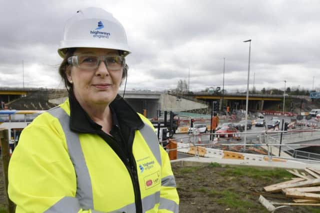 Highways England project manager Julie Alexander at the new junction. Picture by Jane Coltman