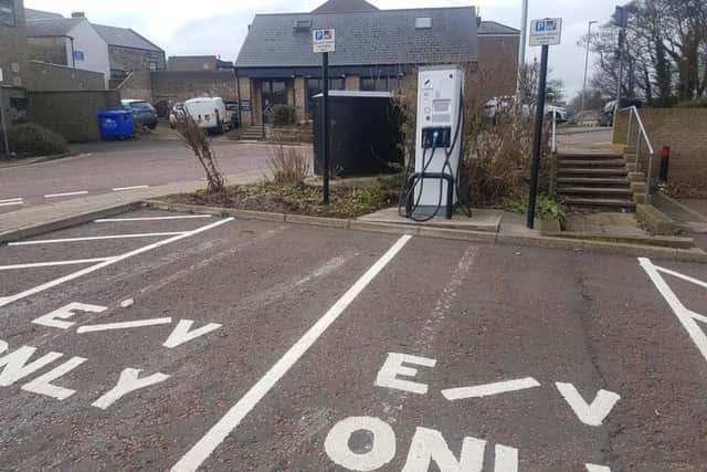 An electric vehicle charging point in the Greenwell Lane car park in Alnwick.