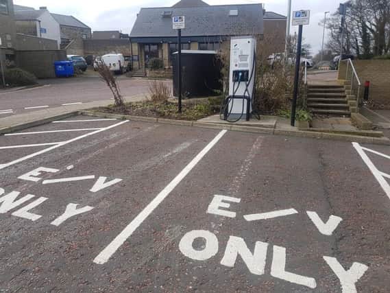 An electric vehicle charging point in the Greenwell Lane car park in Alnwick.