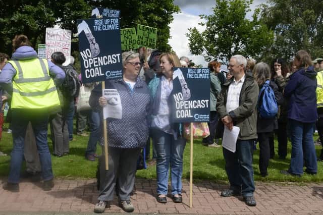 Protestors against Highthorn opencast at Druridge Bay demonstrating at Morpeth County Hall in July 2016. Picture by Jane Coltman