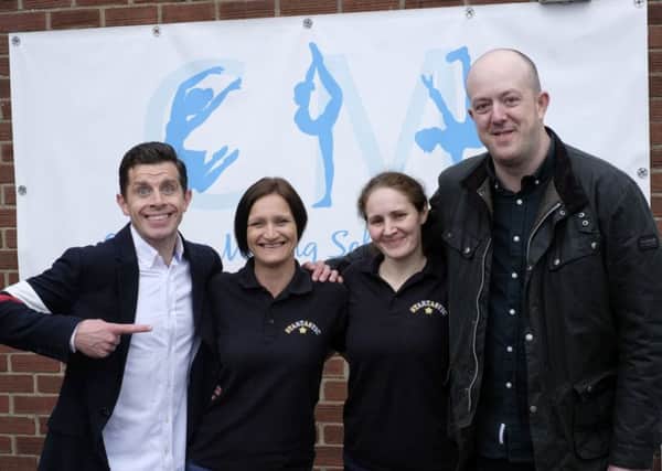 Danny Adams, Startastic events manager Lynsey-Anne Johnson, owner Charlene Melling and Mick Potts at the official opening of Startastics new premises in Whitley Bay.