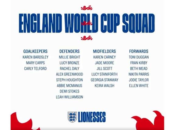 The England 2019 Women's World Cup squad.