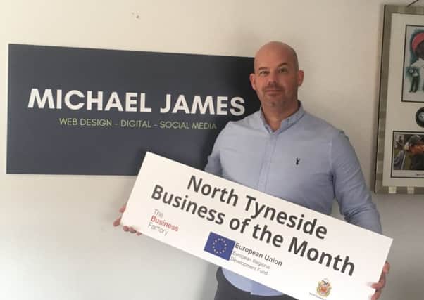 The latest North Tyneside Business of the Month winner, Michael James Combe who set up Michael James Web Design.