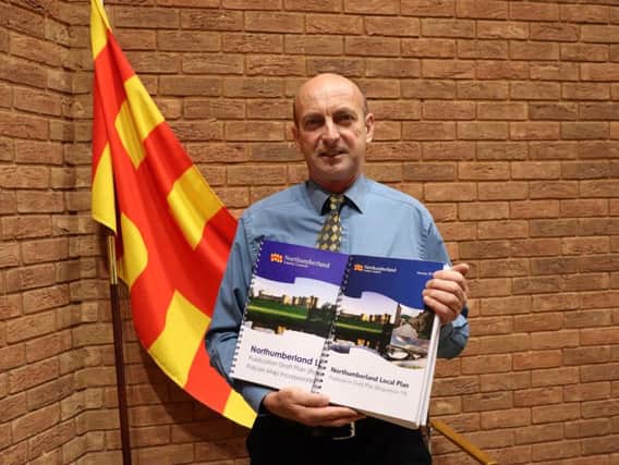 Coun John Riddle with the Northumberland Local Plan.