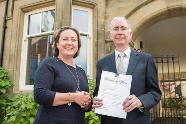 Dr Neale Smith, of Alnwick-based Intesym Ltd, with Berwick MP Anne Marie Trevelyan. Picture by Bigger Picture Agency.