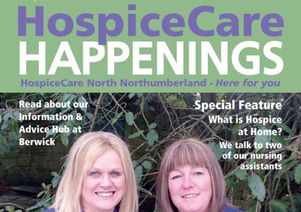 Part of the HospiceCare Happenings magazine front cover.