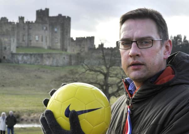 Alnwick Shrove Tuesday football match 2015
Peter Hately with the match ball
Picture Jane Coltman