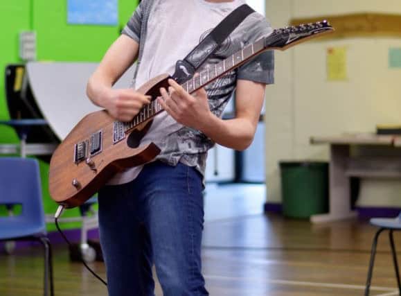 Jacob Crooks in the first rehearsal for Rock of Ages at the Duchess's Community High School, Alnwick. Picture by Jack Carrigan
