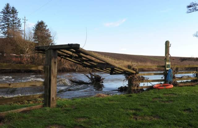 Fence damage at Heatherslaw Mill, left behind as flood waters lowered.
