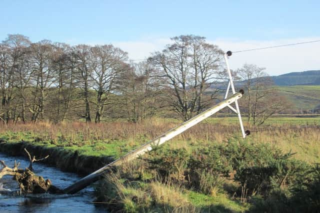The downed power lines at Hepple. Picture by Ian Burnie