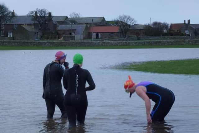 Members of Alnwick Sea Swimmers in their new 'training pool'. Picture by Eleanor Phillips