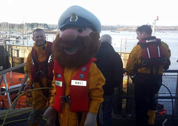 RNLI mascot Stormy Stan at Sunday's fund-raising coffee morning in Amble.