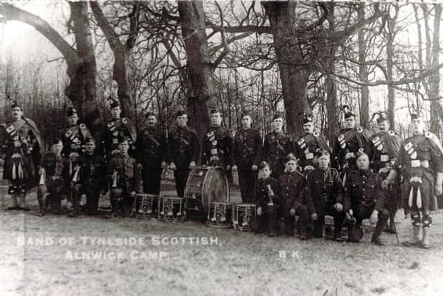 The band of the Tyneside Scottish at Alnwick Camp.