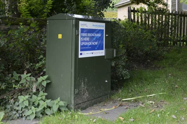 A fibre broadband box in Milfield in north Northumberland.