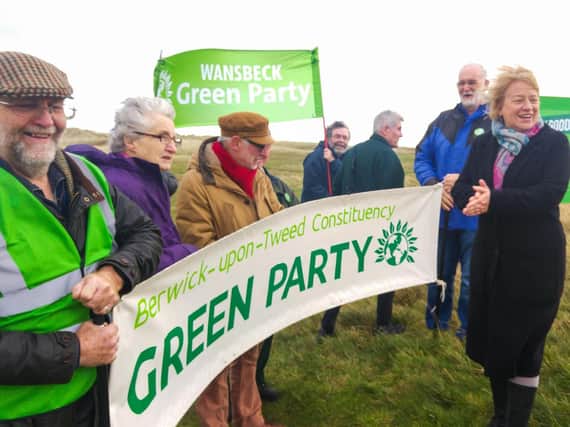 Natalie Bennett joins Green Party members at Cresswell. Picture by Jane Coltman
