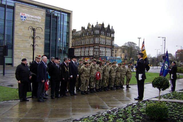 The wreath-laying ceremony in Newcastle.