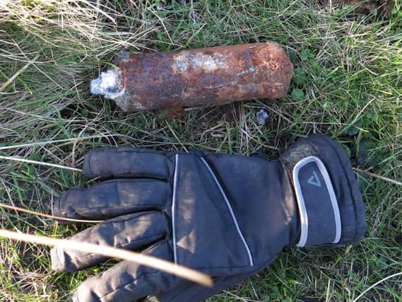 Andy Craig found this piece of ordnance on the beach near Low Newton.