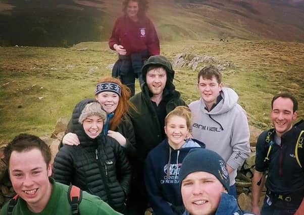 Some of the Alnwick Young Farmers who are taking part in the Three Peaks Challenge are pictured in training for the fund-raiser.