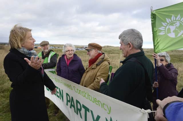 Green Party leader Natalie Bennett met protesters at Cresswell last week. 
Picture by Jane Coltman