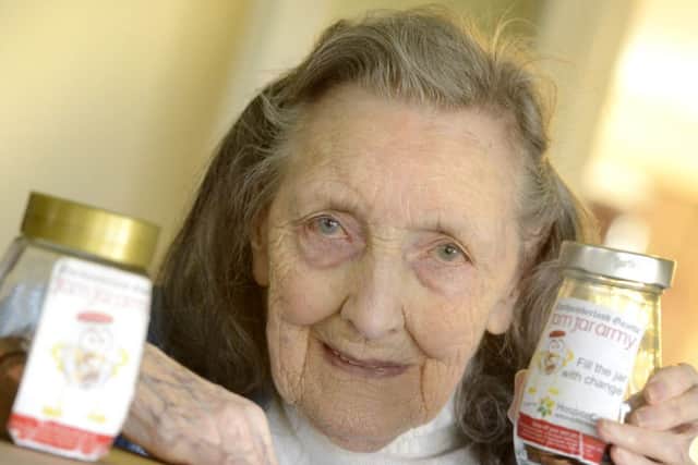 Abbeyfield resident Ethel Elliot, 89, has been collecting money for the Jam Jar Army for the Amble lifeboat.
Picture by Jane Coltman