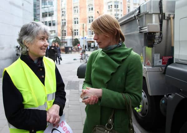 Former MEP Fiona Hall and Kate Cairns in Brussels.