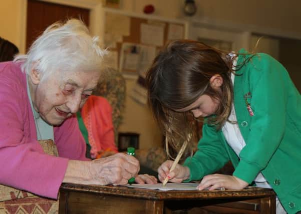 The project involving residents at Abbeyfield Care Home and St Paul's RC First School in Alnwick. Picture by Helen Ellis