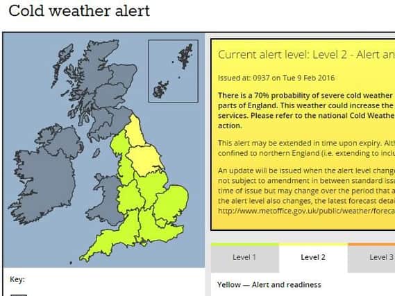 The Met Office's severe cold weather warning