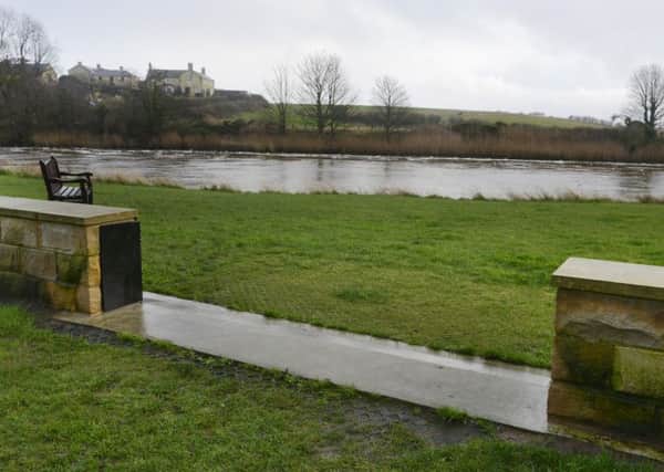 Warkworth's flood-defence wall. 
Picture by Jane Coltman