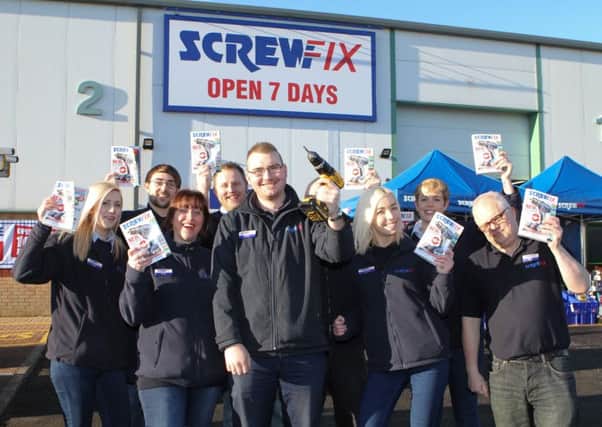 Staff at Alnwicks Screwfix store, which was officially opened last week.