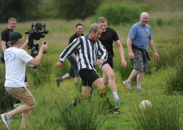Robson Green during the Shrovetide football filming in Alnwick, as part of Tales from Northumberland.