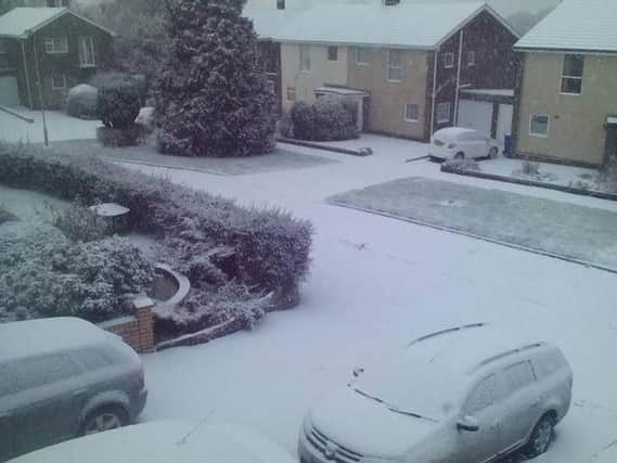 The snowy scene in Alnwick this morning, taken by Yvonne Brown.