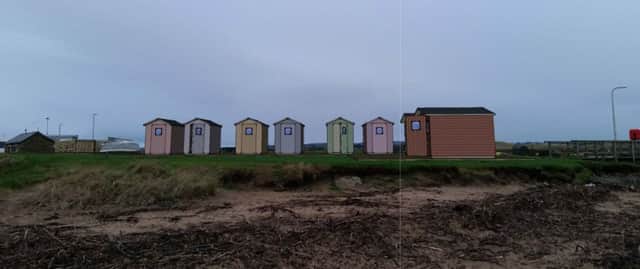An artist's impression of the proposed beach huts at Amble Little Shore.