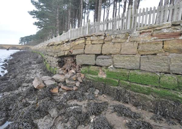 The damage to the sea wall by Lovers Walk at Alnmouth. Picture by Terry Collinson