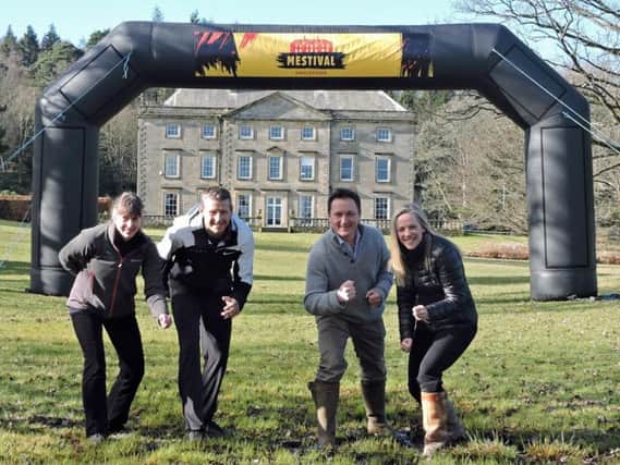 From left Ruth Dickinson, Steve Cram, William Charlton and Anna Charlton on their marks for Mestival.