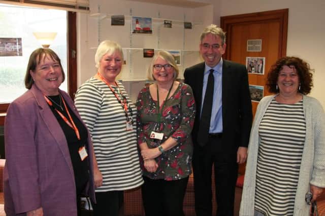 Duncan Selbie with, from left, Jane Pannel, Jen Hall, , Jan Casson and Coun Susan Dungworth.