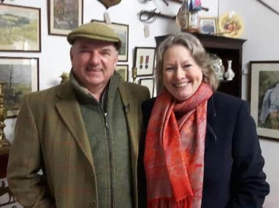 Brian Bailes with Claire Rawle, from BBC's Antiques Road Trip.