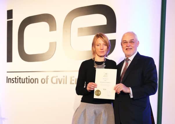 Kate Cairns FICE with Professor Tim Broyd, President Elect of the Institution of Civil Engineers.