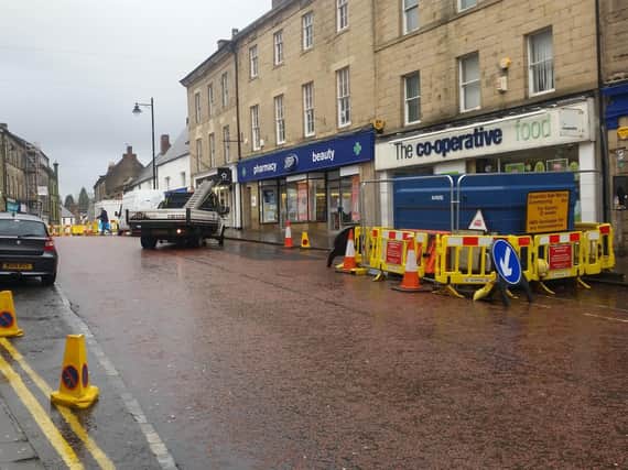 Work to replace gas mains is taking place in the centre of Alnwick.