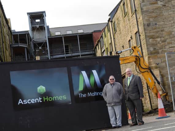 Coun Dave Ledger and Coun Grant Davey at the Maltings site in Alnwick.
