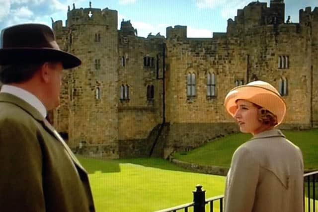 A scene from Downton Abbey's Christmas Day episode set at Alnwick Castle.