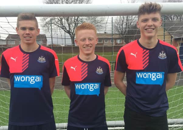 Lewis Cass, Kieran Aplin and Matthew Longstaff have been awarded football scholarships at Newcastle United FC.