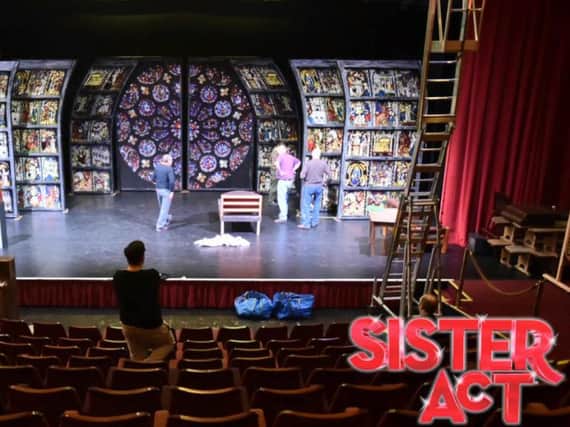 The stage for Sister Act, a scene from the time-lapse video.