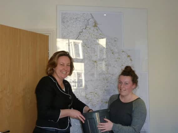 Anne-Marie Trevelyan MP with Abby who was an apprentice for a year before being hired as her caseworker.