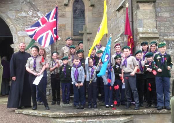 1st Whittingham BP Scout Group at last year's Remembrance Sunday commemorations.